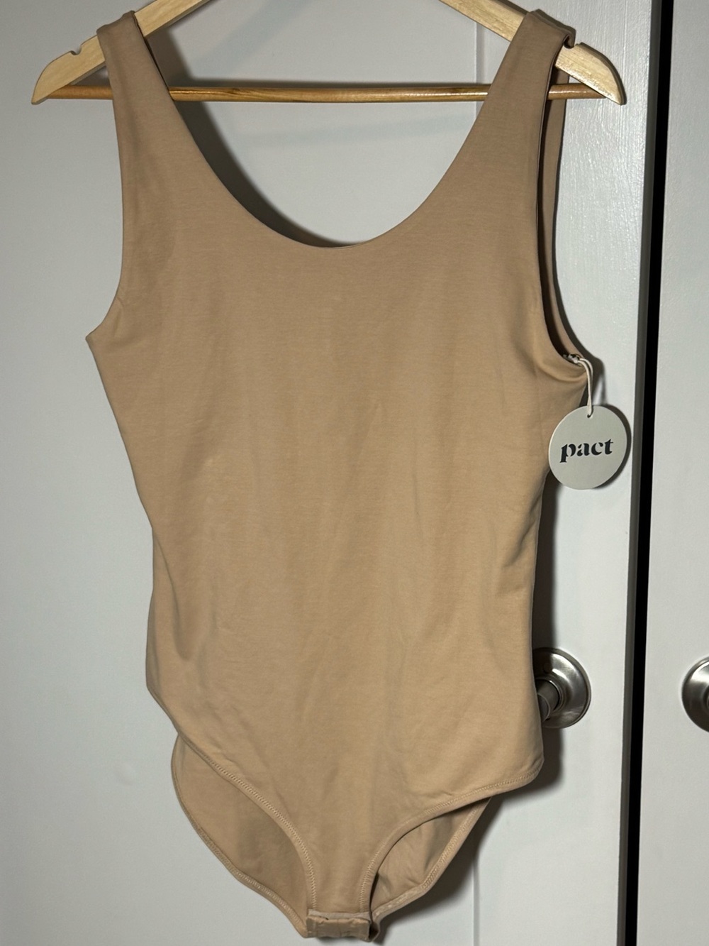 NWT Pact Organic Cotton Scoop Neck Tank Bodysuit L Nude